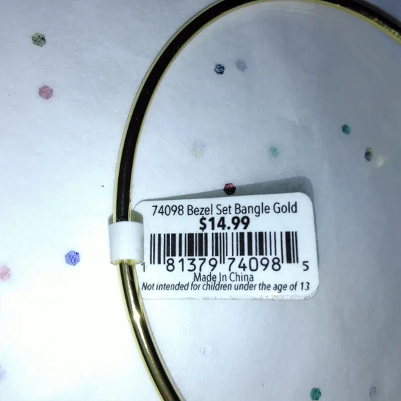 2 Pcs Amanda Blu Bezel Gold Bangles - Picture 3 of 9